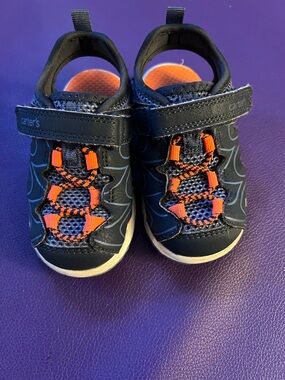 Carter's Navy and Orange Toddler Athletic Shoes with Hook-and-Loop Strap